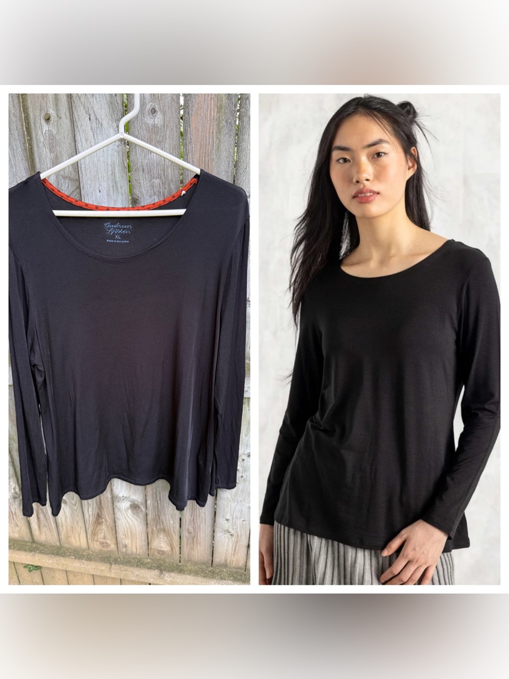 Gudrun Sjoden Long Sleeve Scoop Neck Jersey Top Lyocell Spandex ? Tina XL